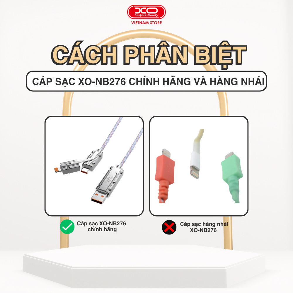Cách phân biệt cáp sạc XO-NB276 chính hãng và hàng nhái