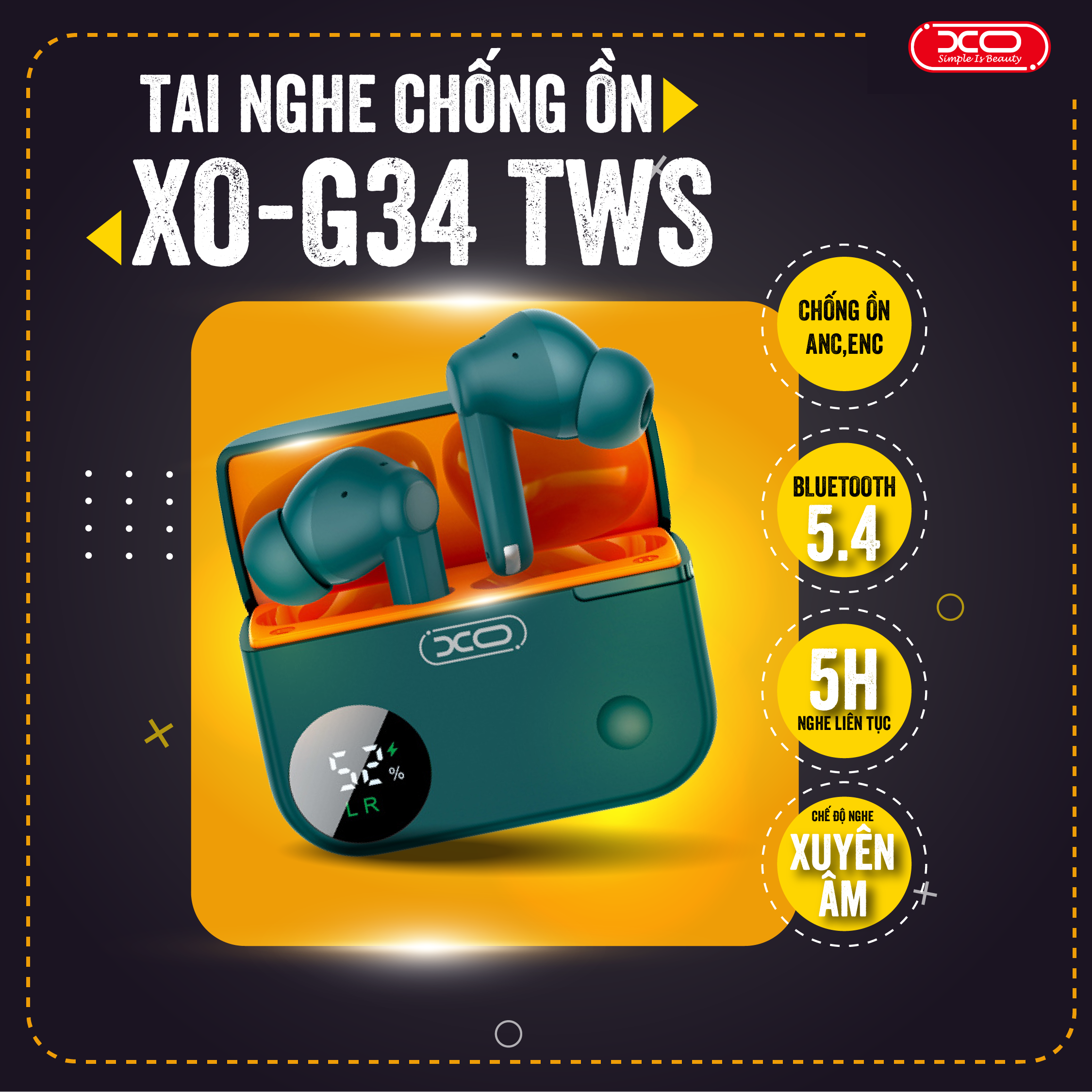 TAI NGHE BLUETOOTH TWS XO-G34