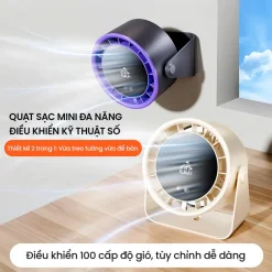 Alternative view of Quạt Sạc Mini S15 - 100 Cấp Độ Gió Linh Hoạt - Động Cơ Không Chổi Than Siêu Cách Âm - Pin 2400mAh - Treo Tường & Để Bàn - Hàng Chính Hãng