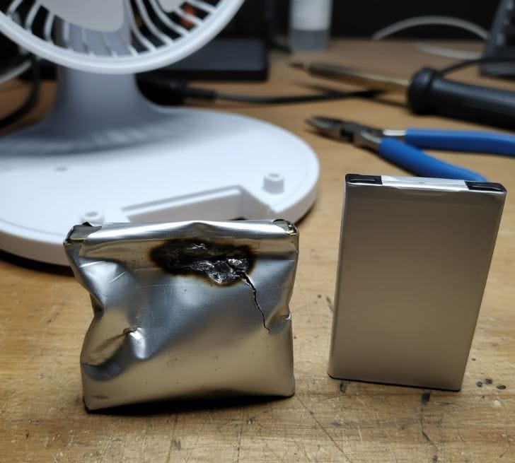 Nguy cơ pin phồng khi dùng quạt mini