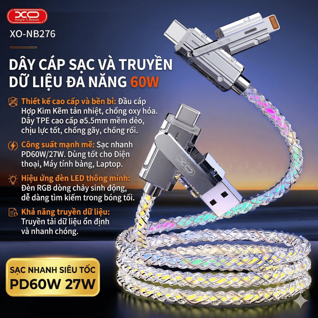 Cáp sạc đa năng XO-NB276