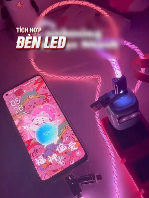 Đèn LED phát sáng cáp sạc