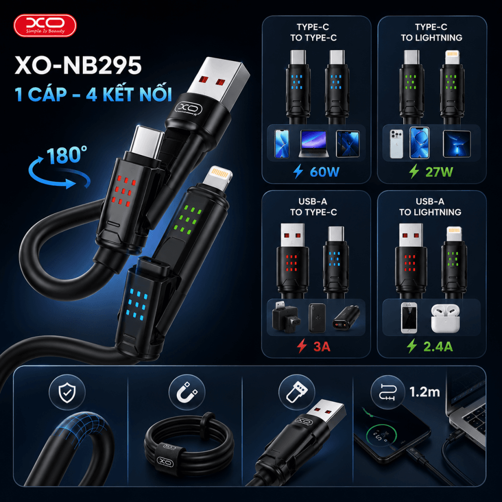 Cáp sạc đa năng XO-NB295