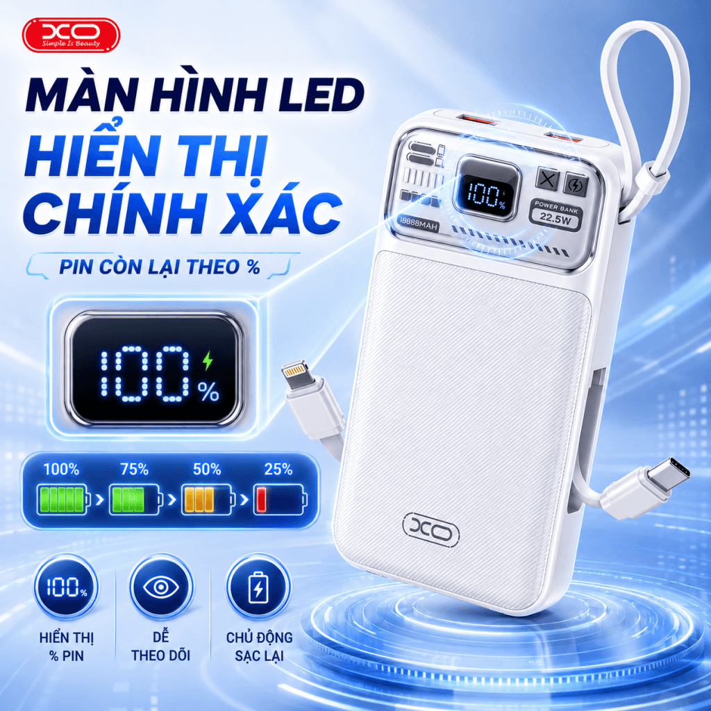 Pin dự phòng có màn hình LED