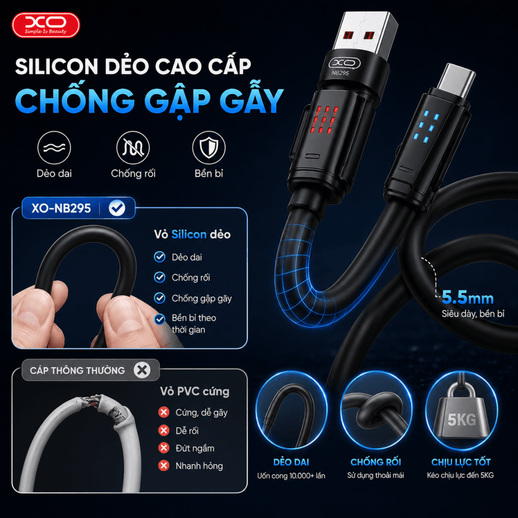 So sánh XO-NB295 với cáp sạc thường