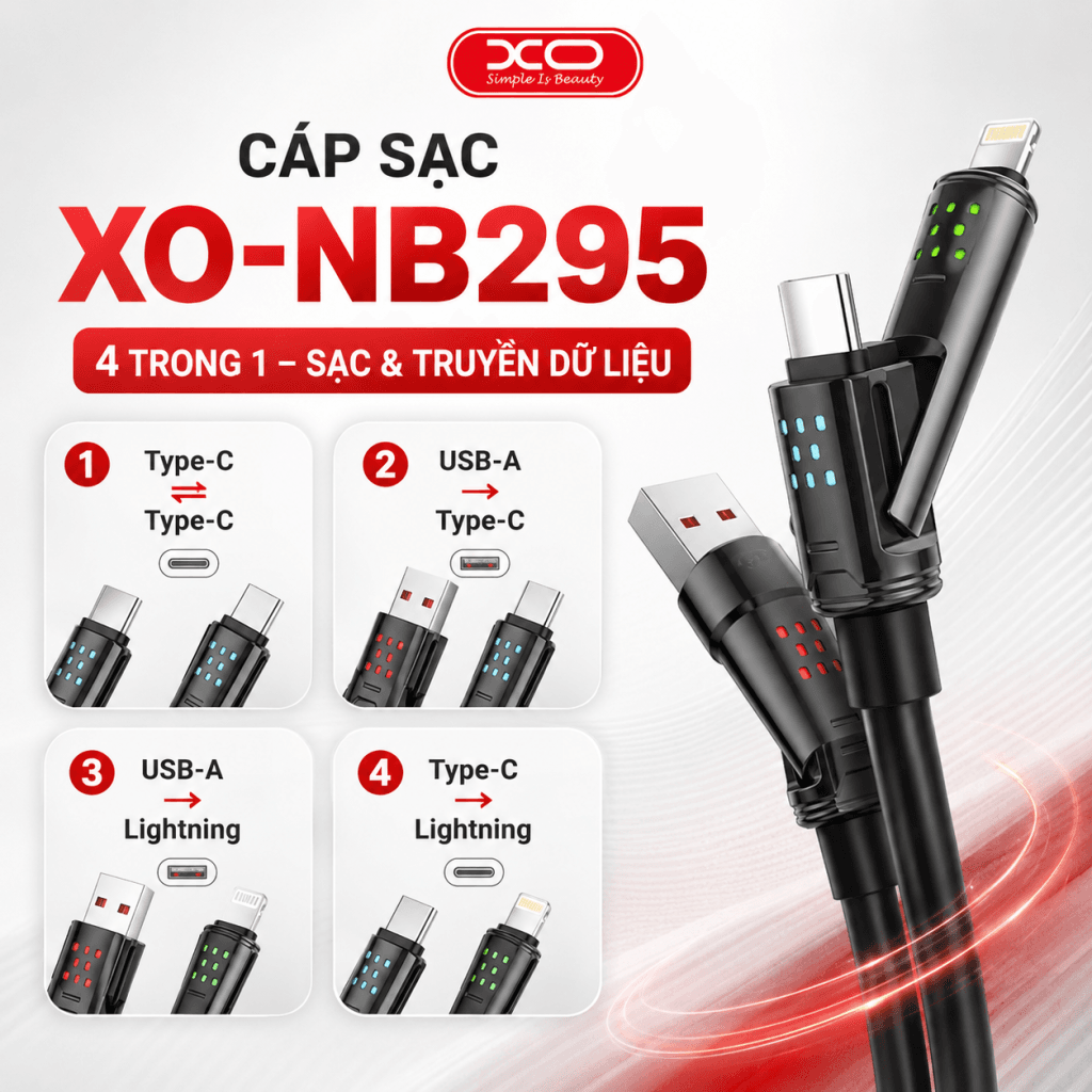 Dây sạc 4 trong 1 XO-NB295