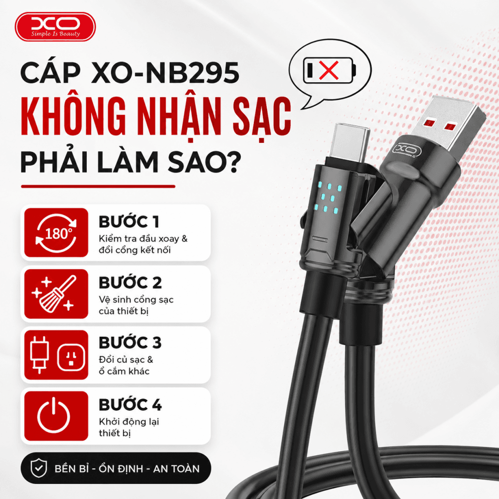 Khắc phục lỗi XO-NB295 không nhận sạc